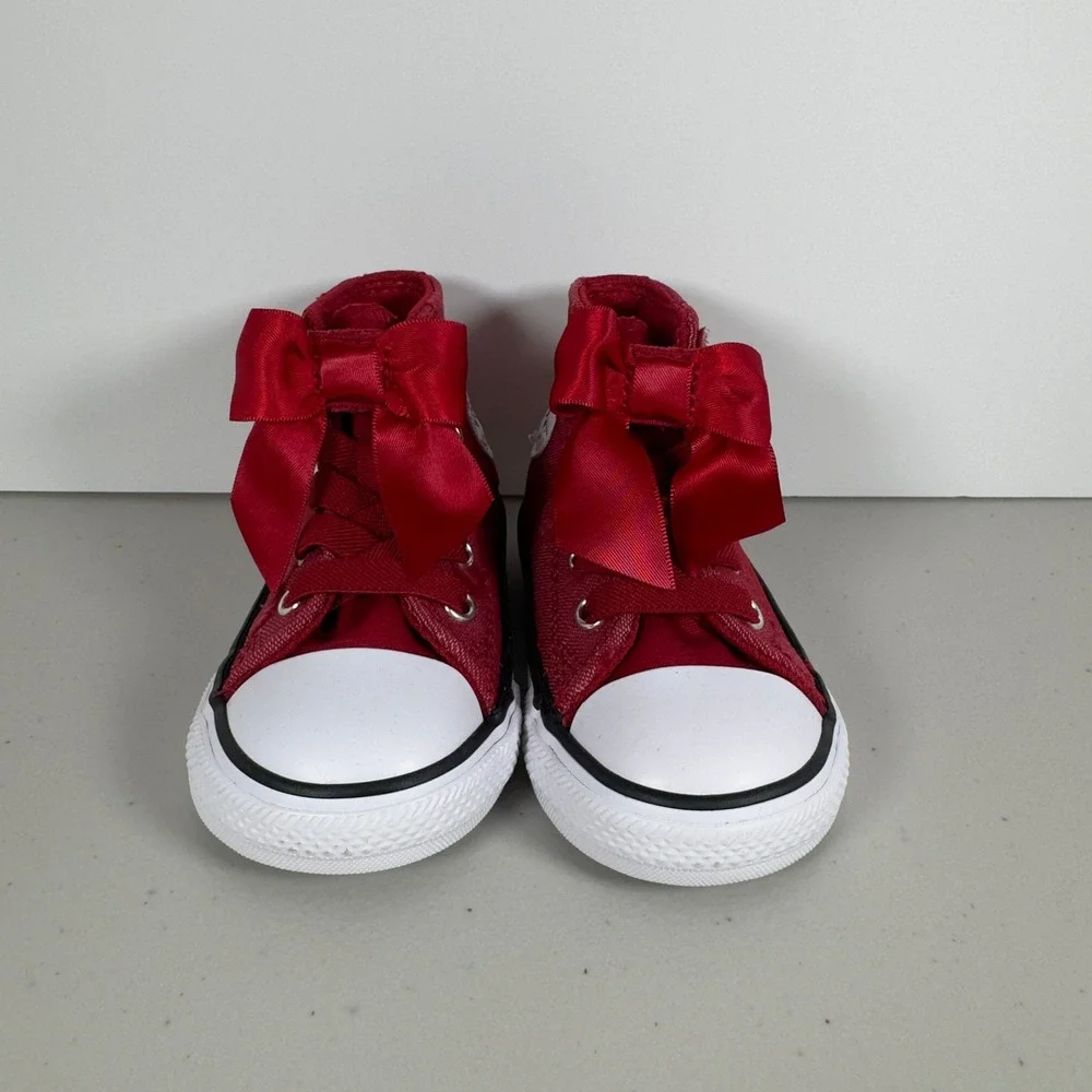 Converse Chuck Taylor All Star Infant 5 Red Polka Dot Ribbon Bow Shoes A15143F